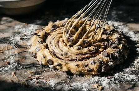 Cookie dough being mixed